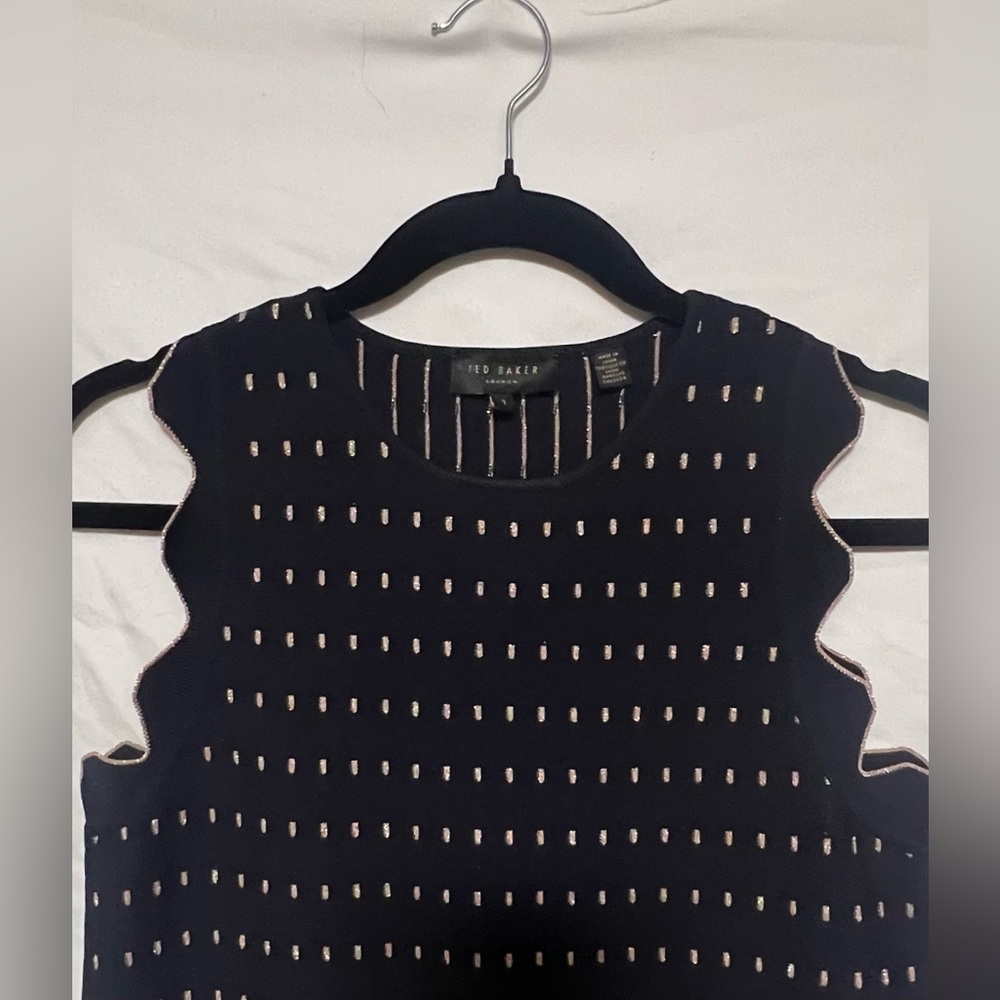 NEW Ted Baker London Relioa Metallic Jacquard Dress w/ Scallop Details Cocktail - Picture 6 of 11